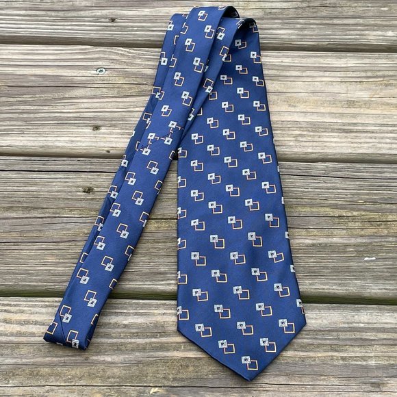 Nautica Men Tie Blue 100% Silk Neck Tie Classic Le - Picture 3 of 10